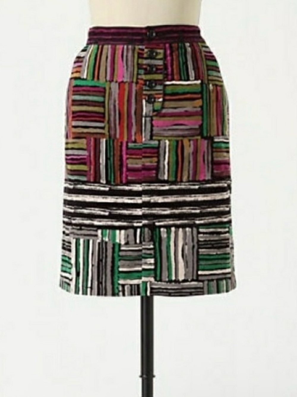 Anthropologie Odille Spectrum Map Velvet Skirt
